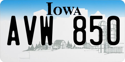 IA license plate AVW850