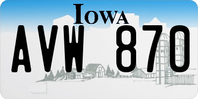 IA license plate AVW870