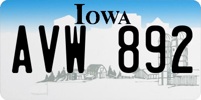 IA license plate AVW892