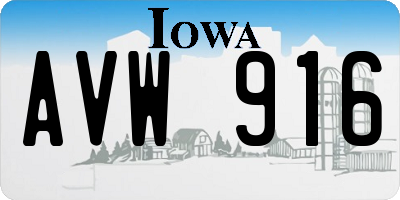 IA license plate AVW916