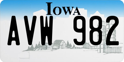 IA license plate AVW982