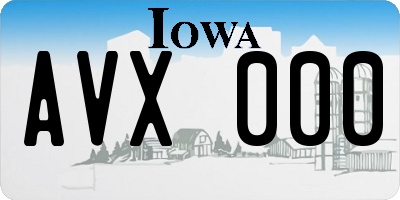 IA license plate AVX000