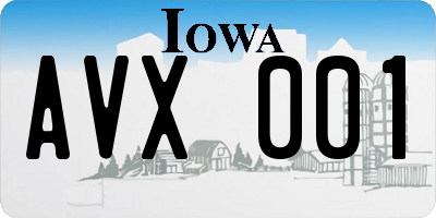 IA license plate AVX001