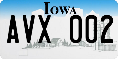 IA license plate AVX002