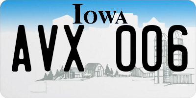 IA license plate AVX006