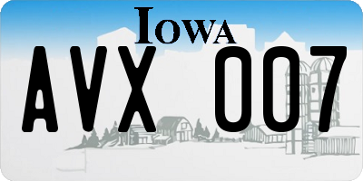 IA license plate AVX007