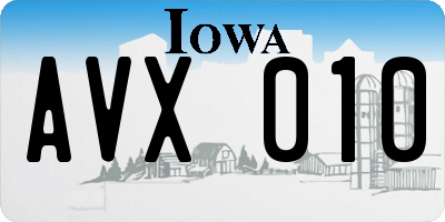 IA license plate AVX010