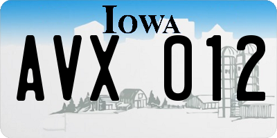 IA license plate AVX012