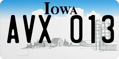 IA license plate AVX013