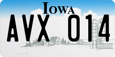 IA license plate AVX014