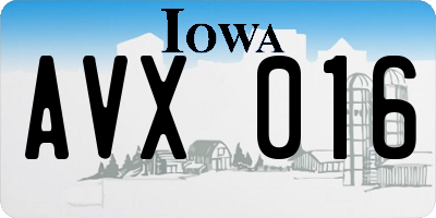 IA license plate AVX016