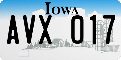 IA license plate AVX017