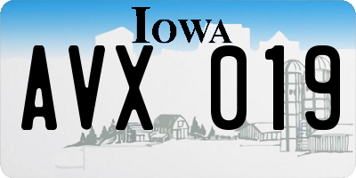 IA license plate AVX019