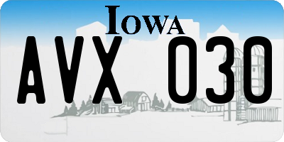 IA license plate AVX030