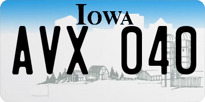 IA license plate AVX040