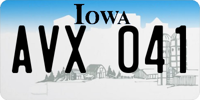IA license plate AVX041