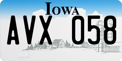 IA license plate AVX058