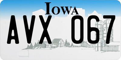 IA license plate AVX067
