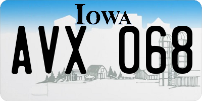 IA license plate AVX068