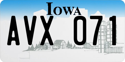 IA license plate AVX071