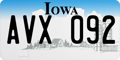 IA license plate AVX092