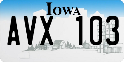 IA license plate AVX103