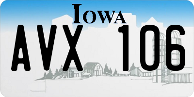 IA license plate AVX106