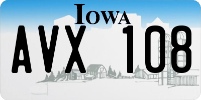 IA license plate AVX108