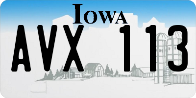 IA license plate AVX113