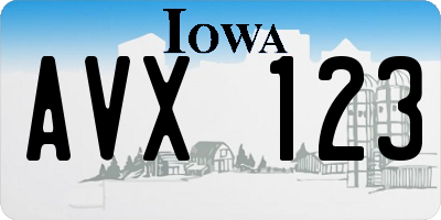 IA license plate AVX123