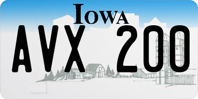 IA license plate AVX200