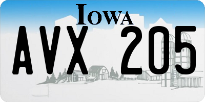 IA license plate AVX205