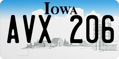 IA license plate AVX206