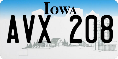 IA license plate AVX208