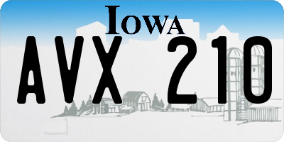 IA license plate AVX210