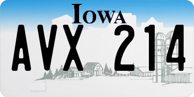 IA license plate AVX214