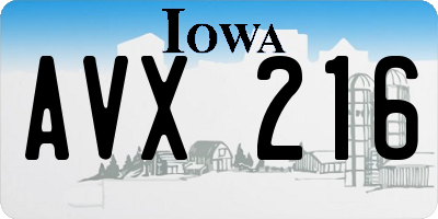 IA license plate AVX216