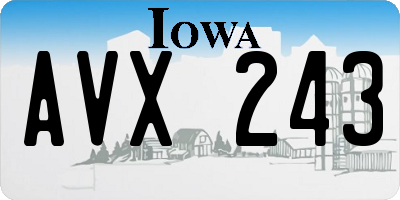 IA license plate AVX243