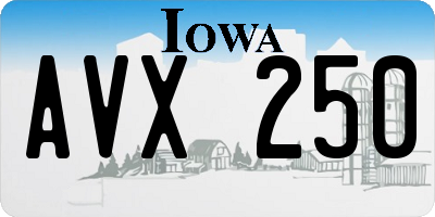 IA license plate AVX250