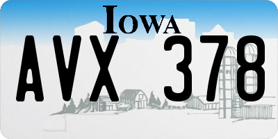 IA license plate AVX378