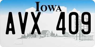 IA license plate AVX409