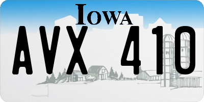 IA license plate AVX410