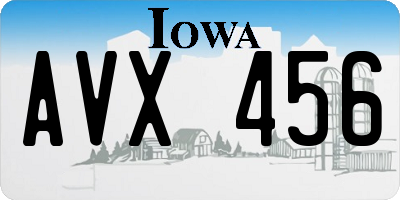IA license plate AVX456