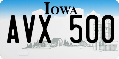 IA license plate AVX500