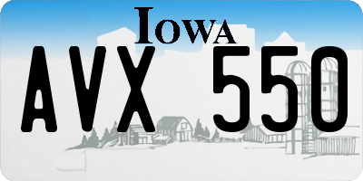 IA license plate AVX550