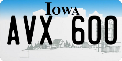 IA license plate AVX600