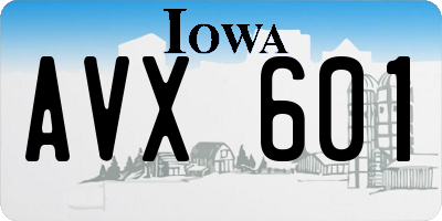 IA license plate AVX601