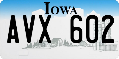 IA license plate AVX602