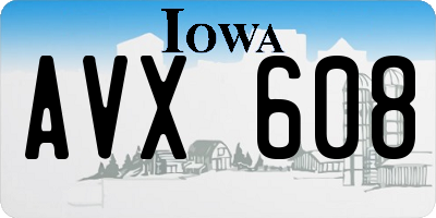 IA license plate AVX608