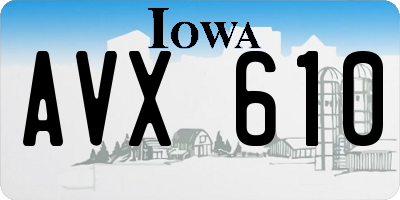 IA license plate AVX610
